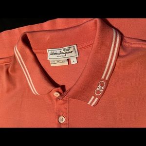 Salvatore Ferragamo , mens polo shirt color Peach size Large .